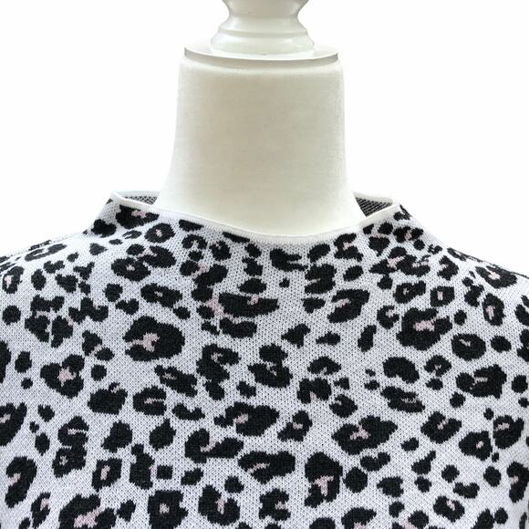 LOFT Cheetah Print White, Black, Pink Cozy Sweater - Picture 4 of 6
